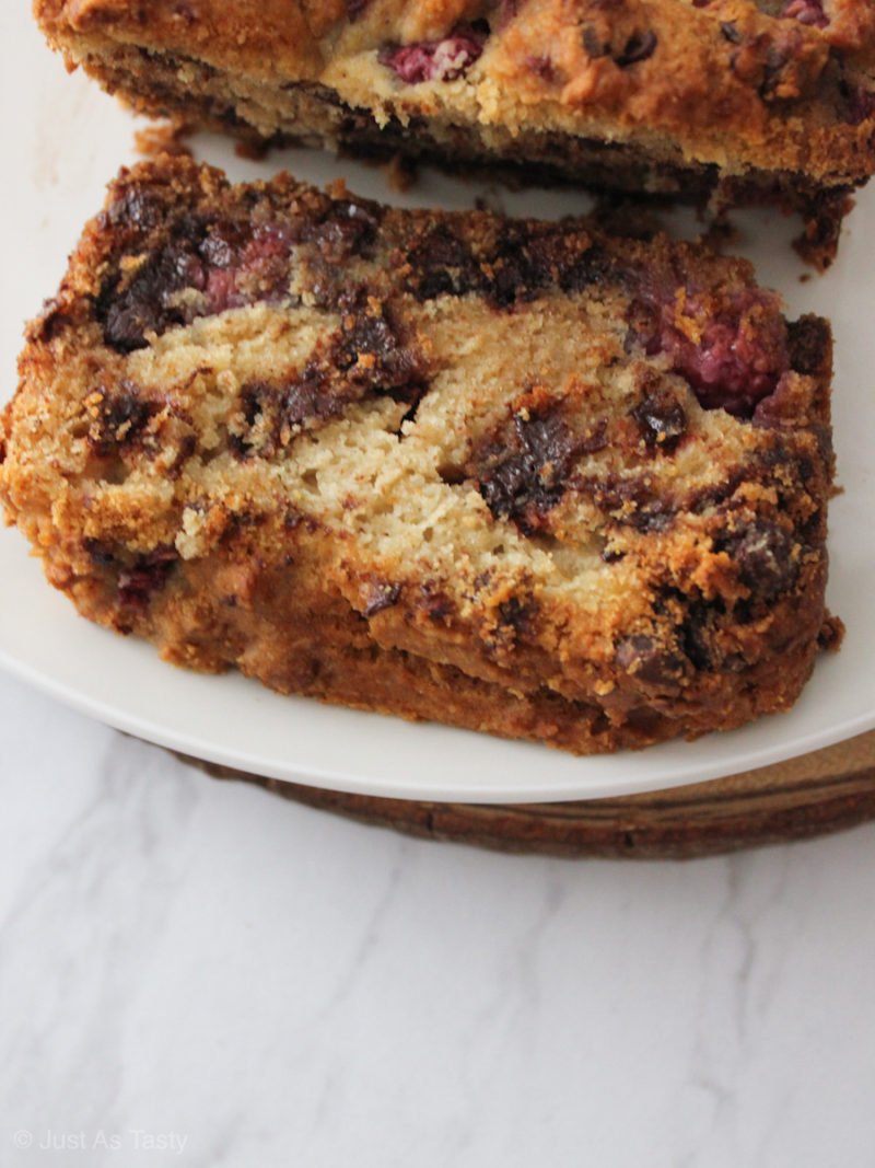 Dark Chocolate Raspberry Bread - Gluten Free, Eggless - Just As Tasty