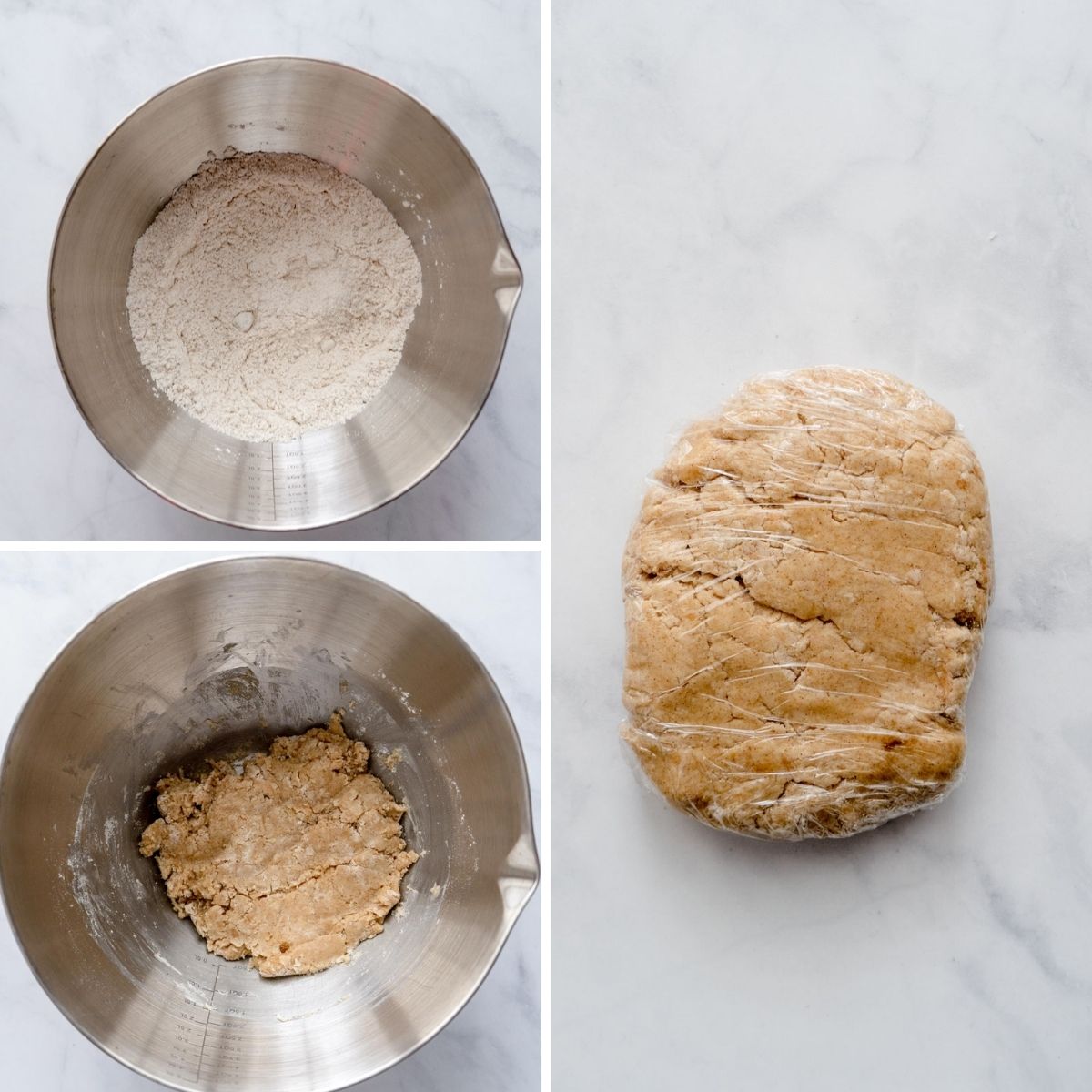 Steps for making graham cracker dough.