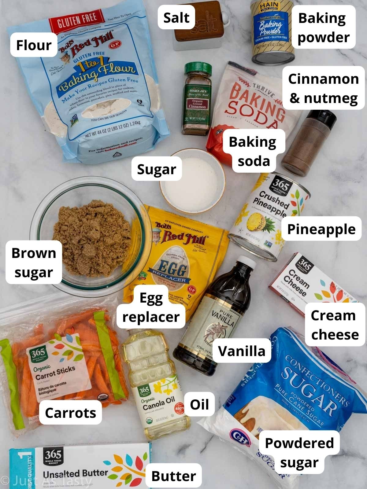 Carrot cake cupcake ingredients.