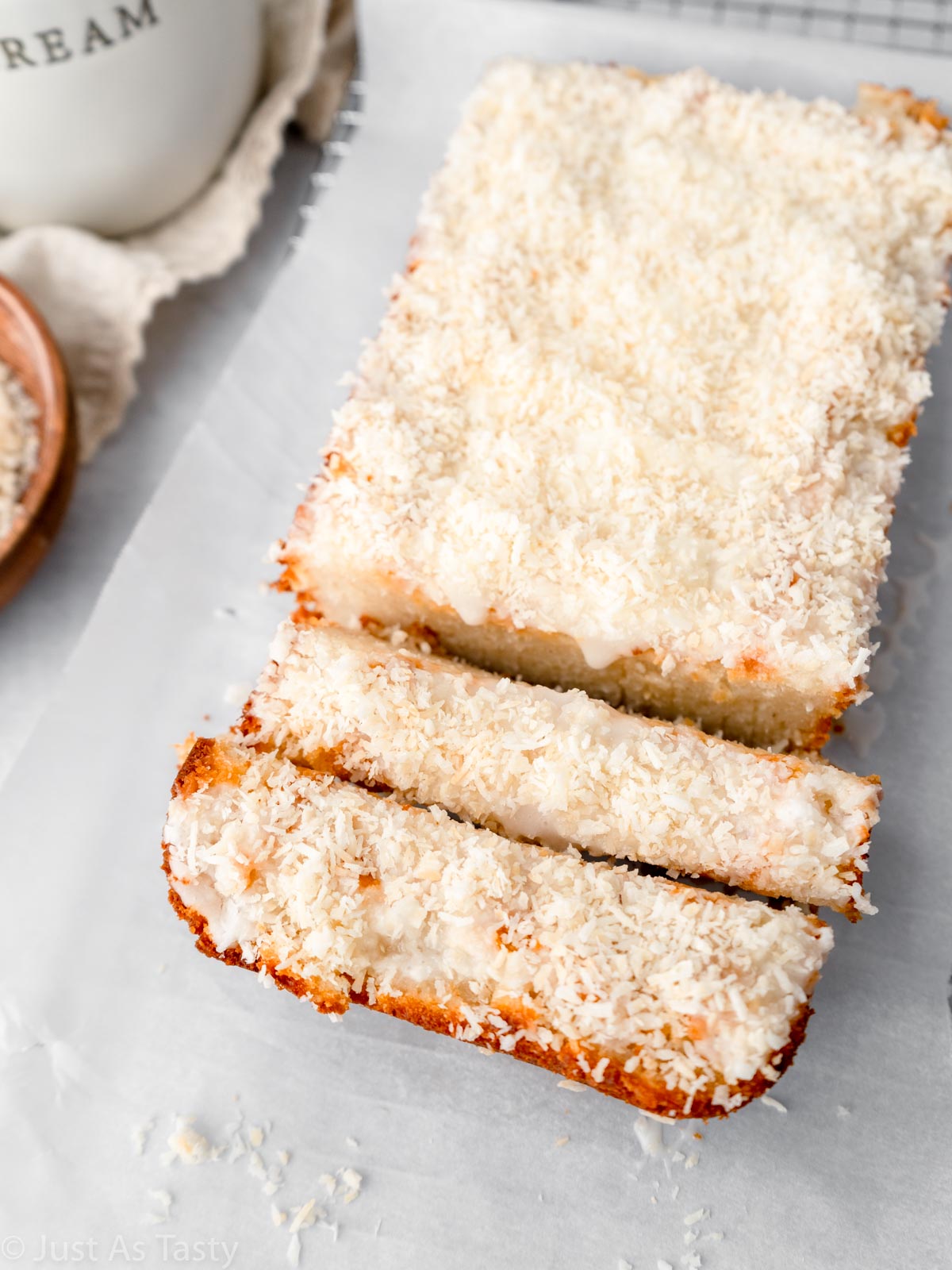 Sliced coconut pound cake 