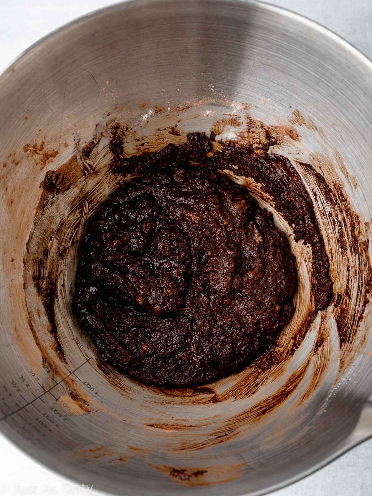 Brownie batter in a bowl.