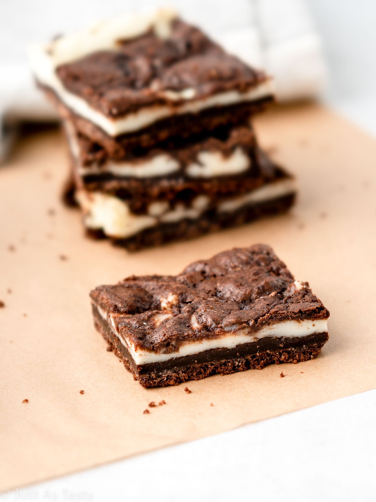 Close-up of a cream cheese brownie.