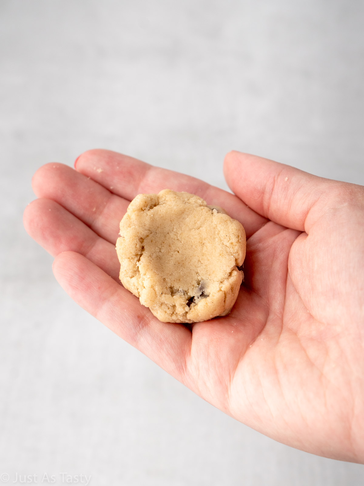 Scoop of chocolate chip cookie dough.