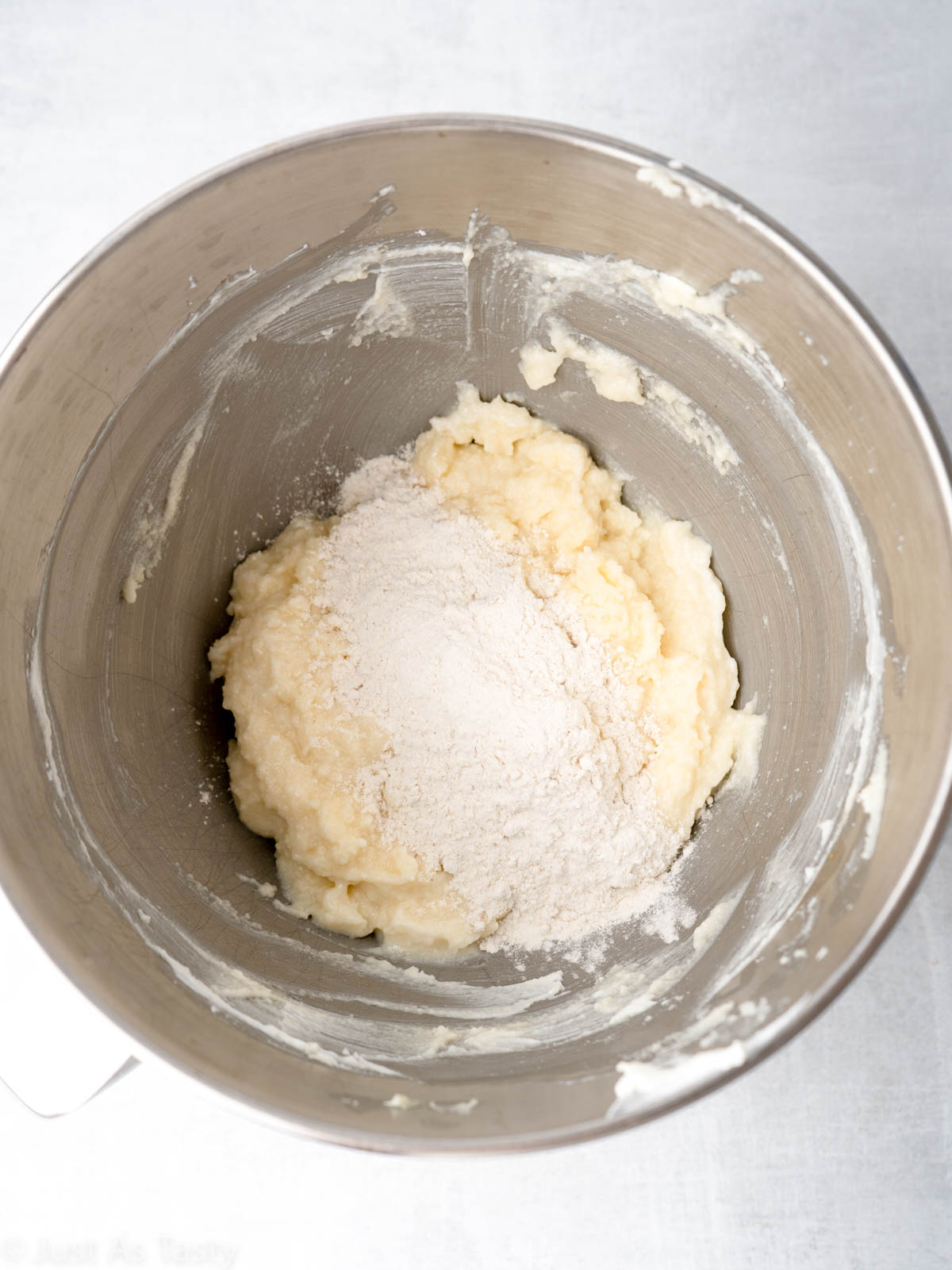 Cake batter in a bowl.