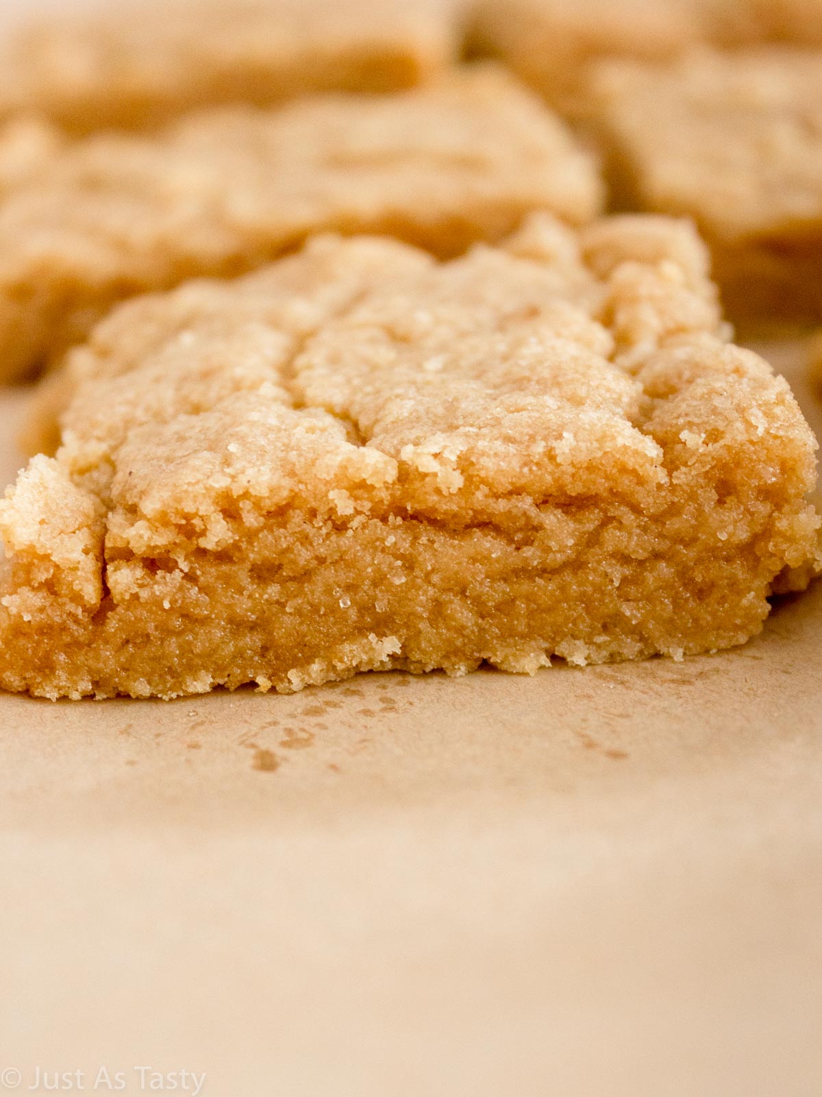 Close-up of a gluten free blondie.