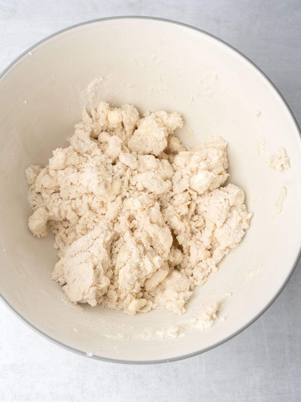 Biscuit dough in a bowl.