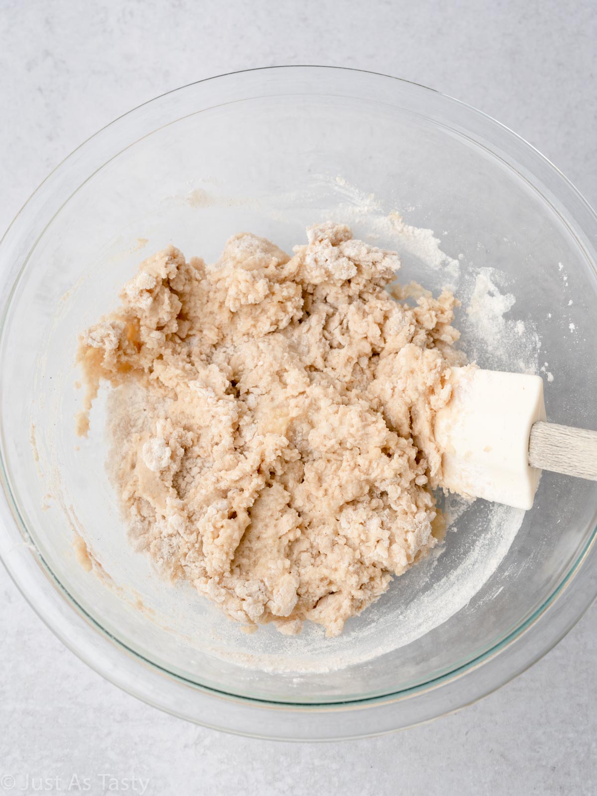 Apple fritter batter in a bowl.