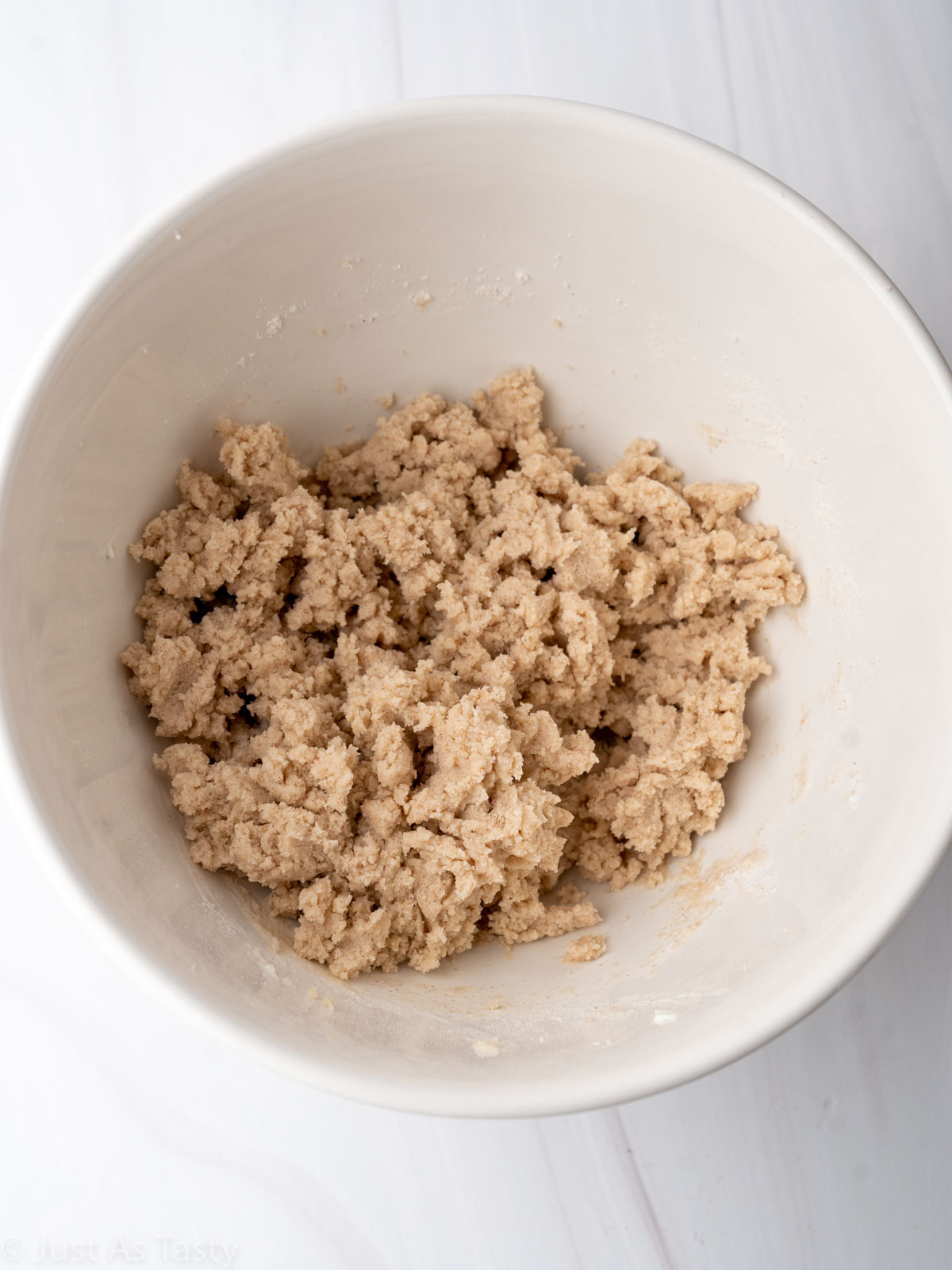 Snickerdoodle cookie dough in a bowl.