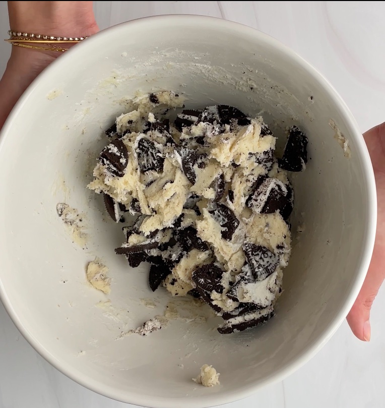 Cookie dough with Oreo pieces in it. 