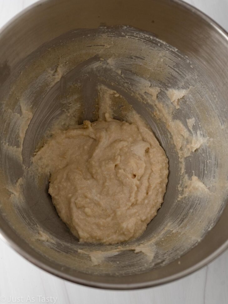 Wet ingredients in a bowl.